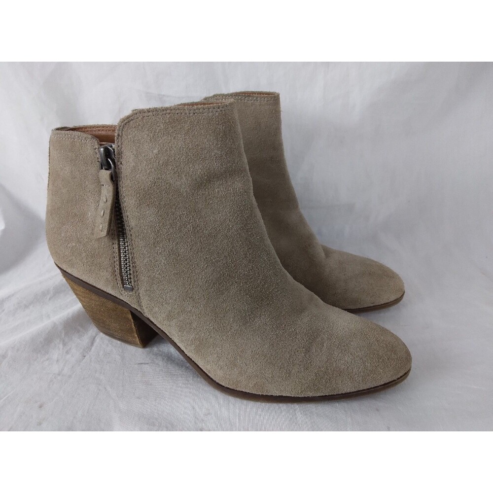 Frye & Co Holly Suede Ankle Boots Ash Heel Booties Zipper Womens Size 7.5 M - Picture 1 of 9